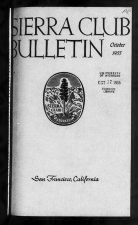 Sierra Club Bulletin 1955 Vol 40 No 8 October cover